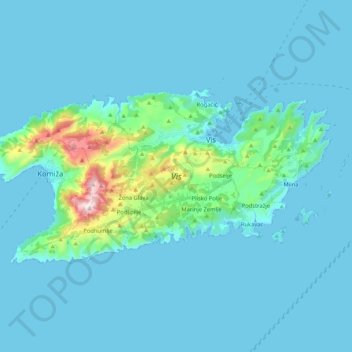 Carte topographique Vis, altitude, relief