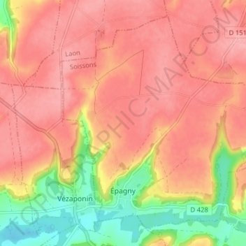 Carte topographique Épagny, altitude, relief