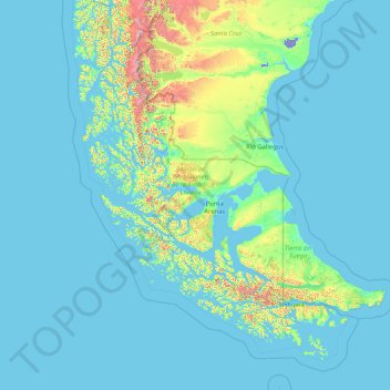 Carte topographique Region von Magellan und der chilenischen Antarktis, altitude, relief