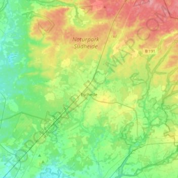 Carte topographique Eschede, altitude, relief
