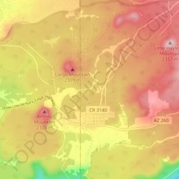 Carte topographique McNary, altitude, relief