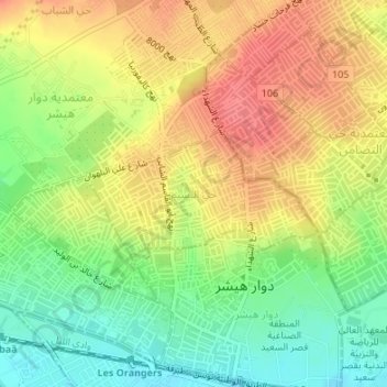 Carte topographique Cité Ennassim, altitude, relief