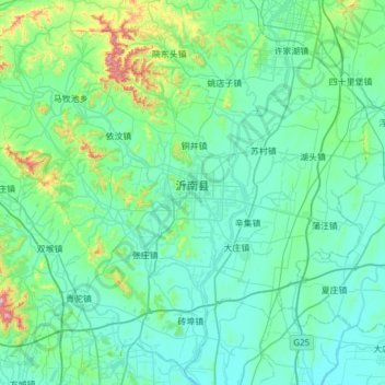 Carte topographique 沂南县, altitude, relief