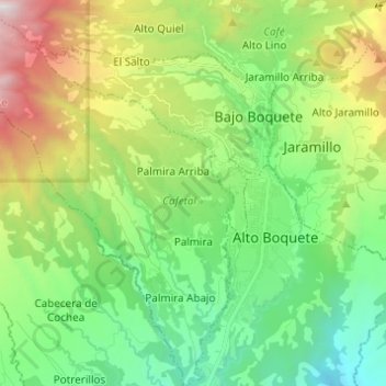 Carte topographique Palmira, altitude, relief