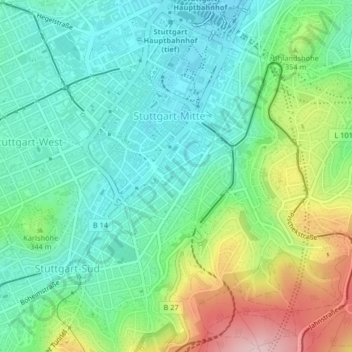 Carte topographique Heusteigviertel, altitude, relief