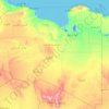 Carte topographique Libye, altitude, relief
