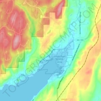 Carte topographique Belfair, altitude, relief