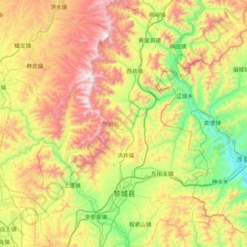 Carte topographique 黎城县, altitude, relief