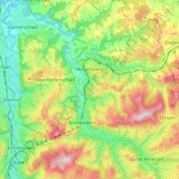 Carte topographique Mogelsberg, altitude, relief