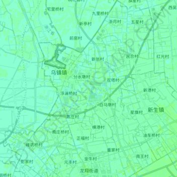 Carte topographique 乌镇镇, altitude, relief