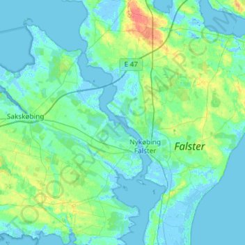 Carte topographique Guldborg Sund, altitude, relief
