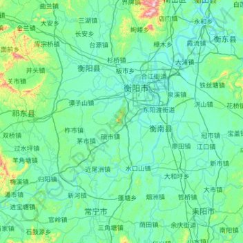 Carte topographique 衡南县, altitude, relief