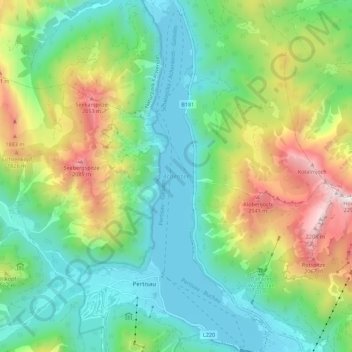Carte topographique Achensee, altitude, relief
