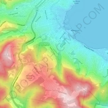 Carte topographique Sandy Bay, altitude, relief