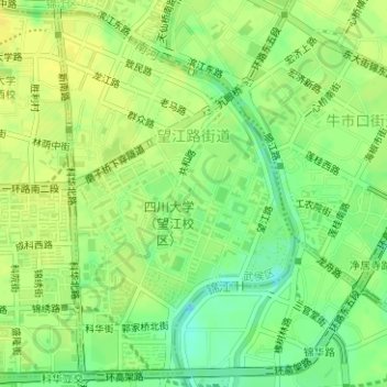 Carte topographique 望江路街道, altitude, relief