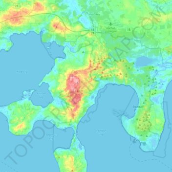 Carte topographique Nationalpark Mols Bjerge, altitude, relief