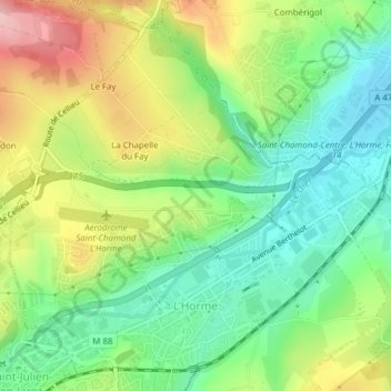 Carte topographique L'Horme, altitude, relief