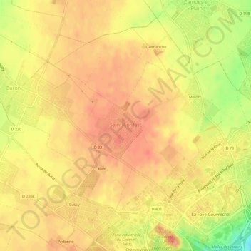 Carte topographique Saint-Contest, altitude, relief