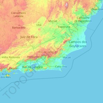 Carte topographique Rio de Janeiro, altitude, relief