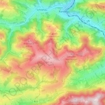 Carte topographique Katastralgemeinde Franzenreith, altitude, relief