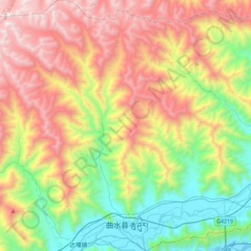 Carte topographique 曲水镇, altitude, relief