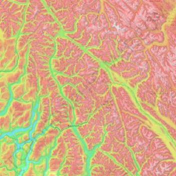 Carte topographique Columbia-Shuswap Regional District, altitude, relief