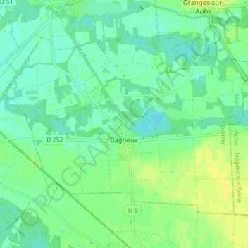 Carte topographique Bagneux, altitude, relief