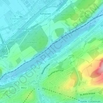 Carte topographique Rotsee, altitude, relief