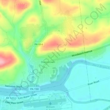 Carte topographique Dunnstown, altitude, relief