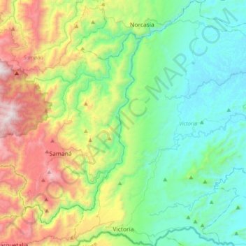 Carte topographique Victoria, altitude, relief