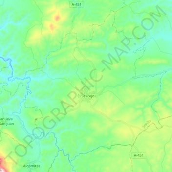 Carte topographique El Saucejo, altitude, relief