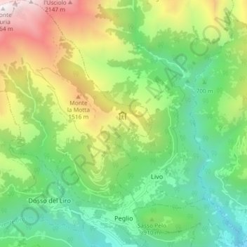Carte topographique Peglio, altitude, relief