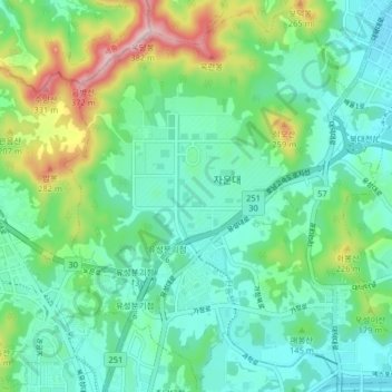 Carte topographique Sinseong-dong, altitude, relief