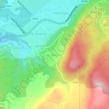 Carte topographique Los Radales, altitude, relief