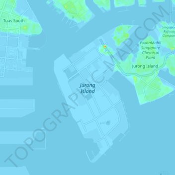 Carte topographique Jurong Island, altitude, relief