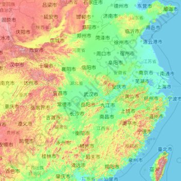 Carte topographique 长江, altitude, relief