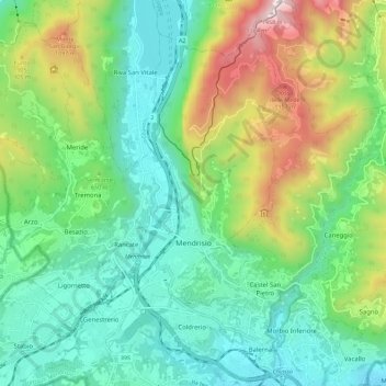 Carte topographique Mendrisio, altitude, relief
