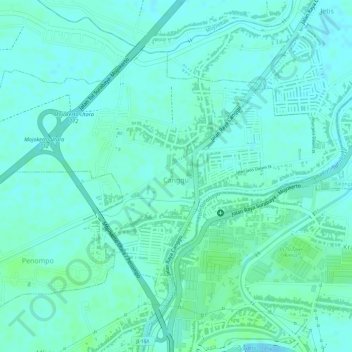 Carte topographique Canggu, altitude, relief