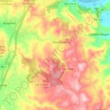 Carte topographique Assafarge, altitude, relief