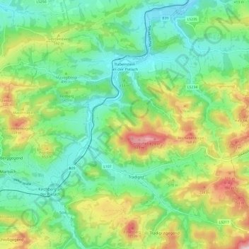 Carte topographique Rabenstein an der Pielach, altitude, relief