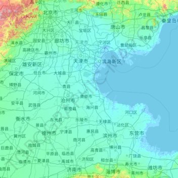 Carte topographique 天津市, altitude, relief