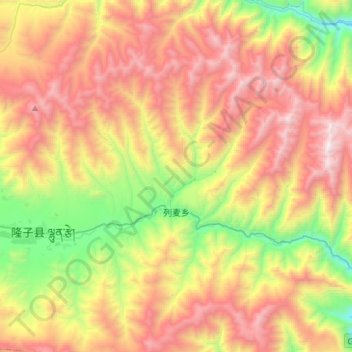 Carte topographique 列麦乡, altitude, relief