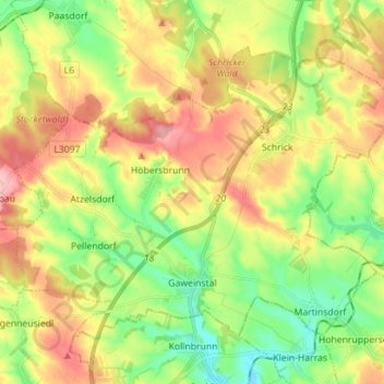 Carte topographique Gaweinstal, altitude, relief
