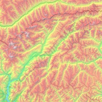 Carte topographique Mastuj Tehsil, altitude, relief