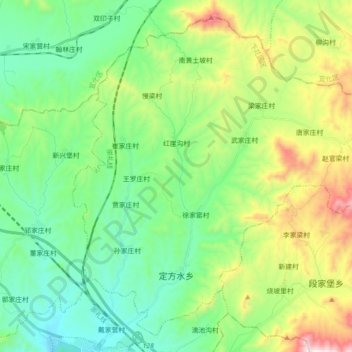 Carte topographique 定方水乡, altitude, relief