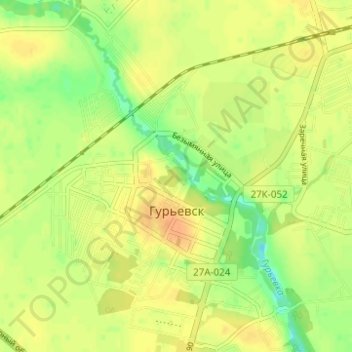 Carte topographique Гурьевск, altitude, relief