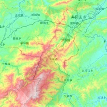 Carte topographique 井冈山市, altitude, relief