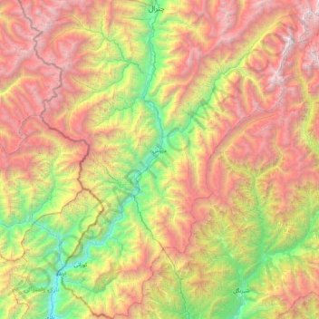 Carte topographique Drosh Tehsil, altitude, relief