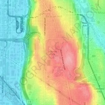 Carte topographique Jefferson Park, altitude, relief