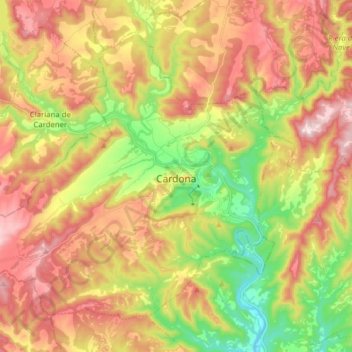 Carte topographique Cardona, altitude, relief